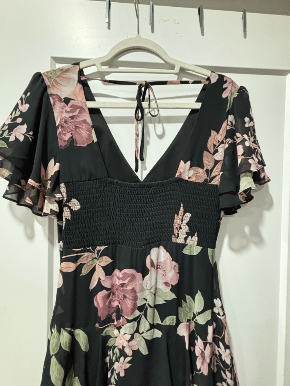 Lulu's Black Maxi Dress with Pink & Green Floral Print - Picture 4 of 6
